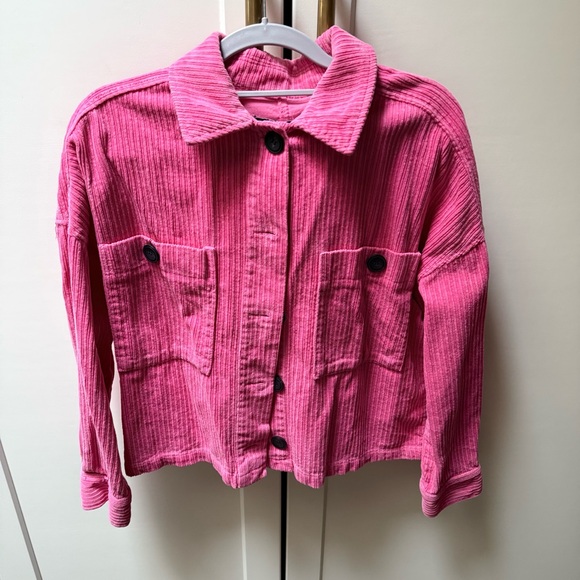 Zara Vibrant Pink Corduroy Jean Jacket - Picture 1 of 5